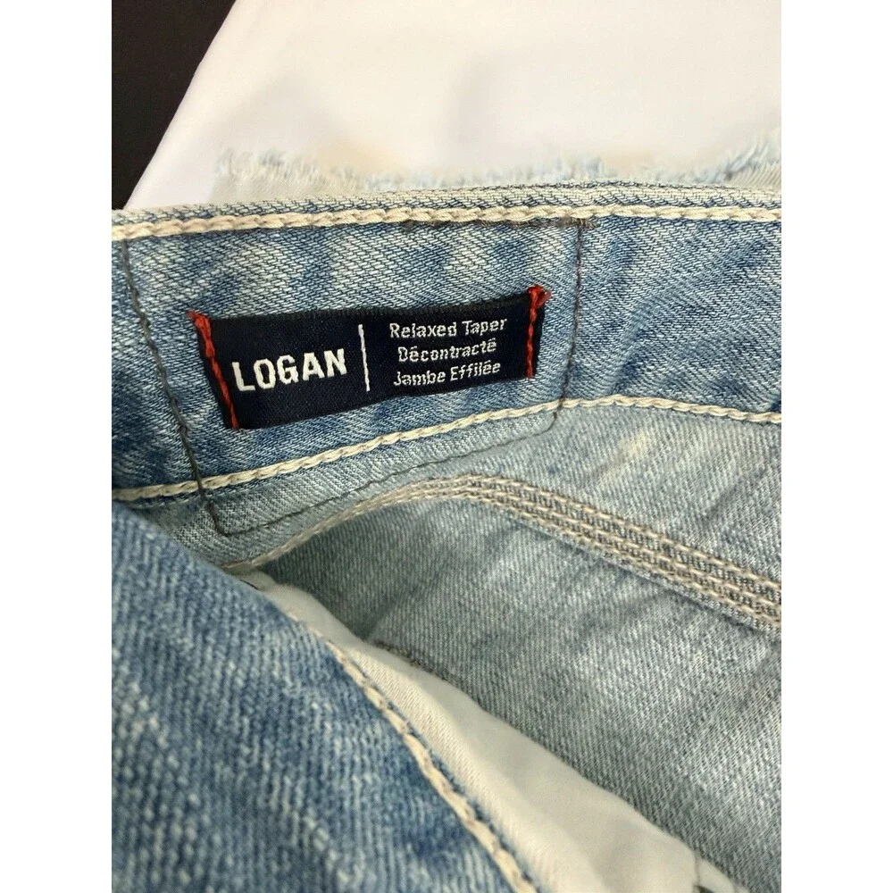 True Religion Moto Denim Jorts Light Wash Distressed Horseshoe Men’s Size 44